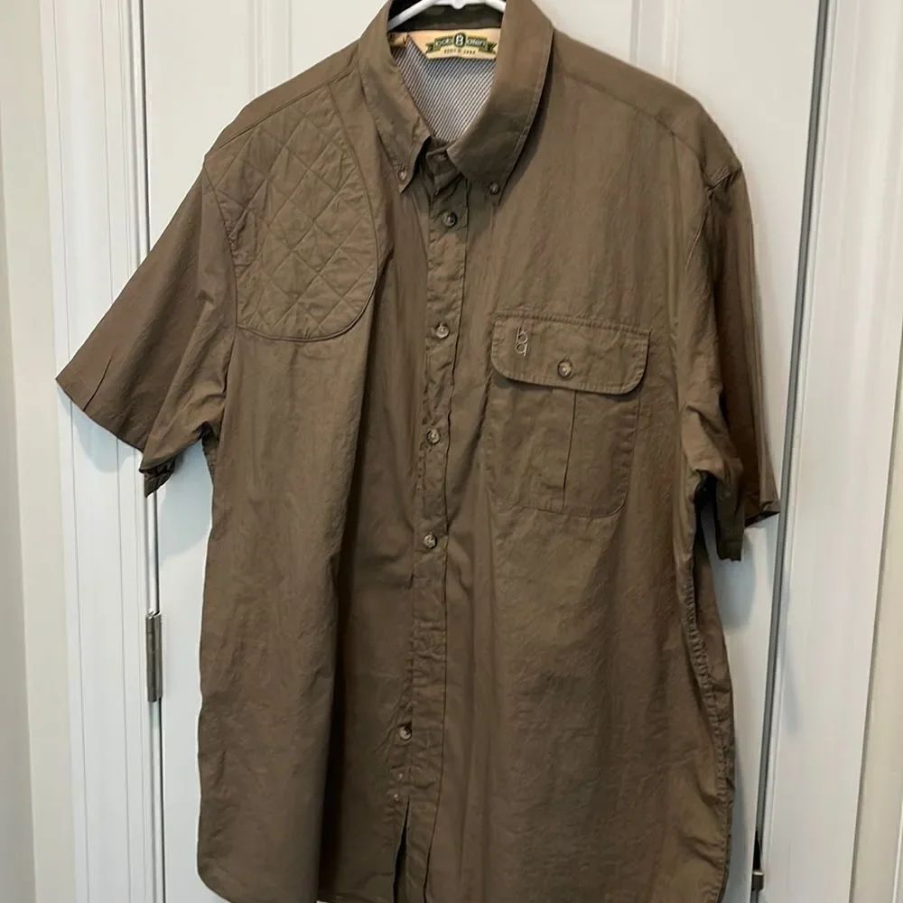 Bob Allen Cotton Shirt Brown Khaki Shotgun Shooting Hunting Vented Back Men’s XL